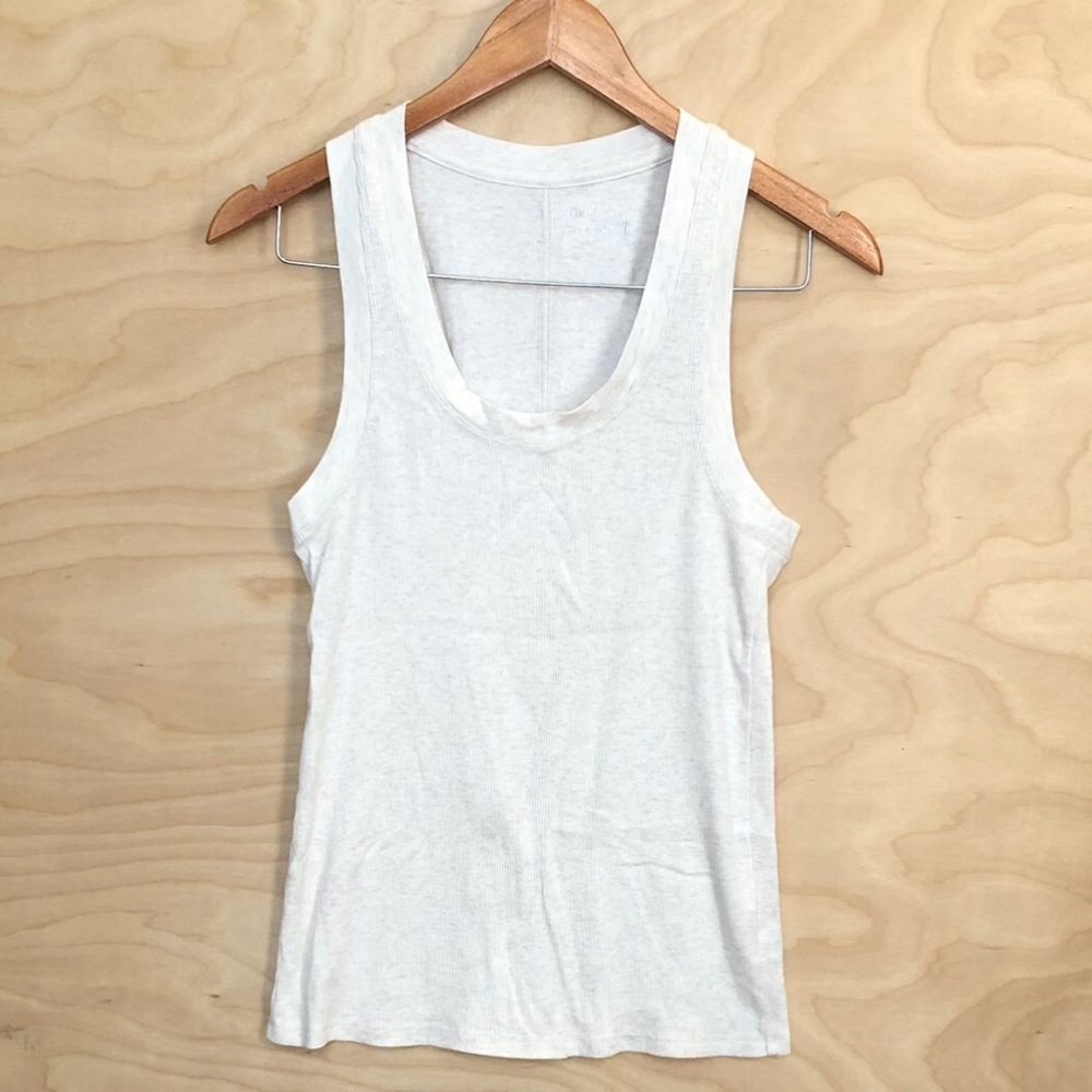 Aerie Scoop Ribbed Beige Tank Top Cotton Blend Womens Size M.